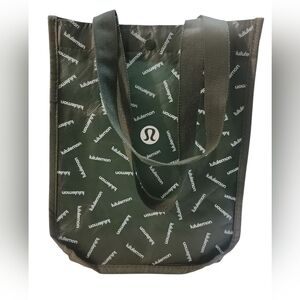 Lululemon Shopping Bag Logo Pattern Green White